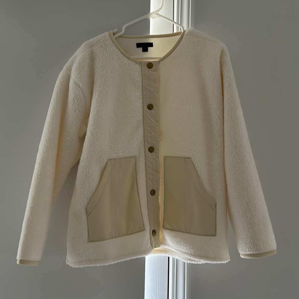 J. Crew button down fleece sweater/ jacket with pockets